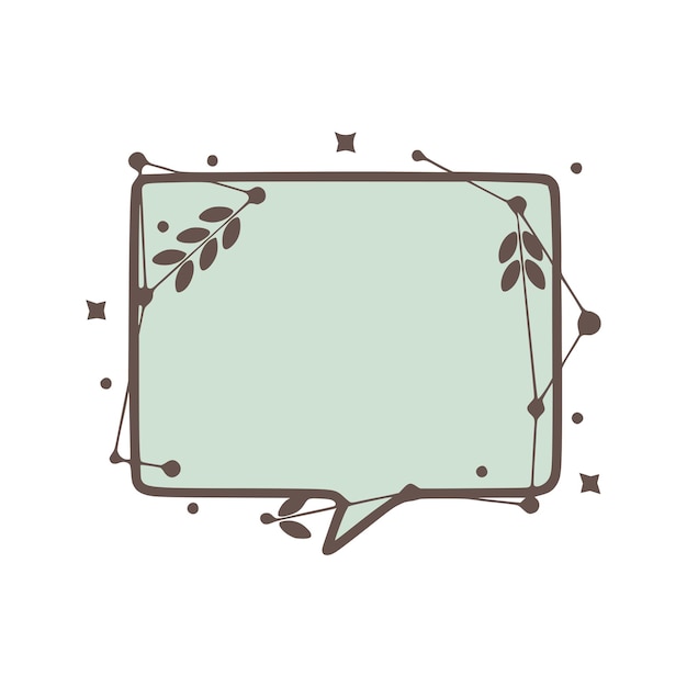 Rectangle Speech bubble nature geometric frames with leaves made from lines and dots in hand drawn style