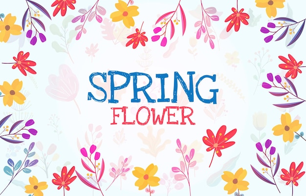 Rectangle Spring Flower Floral Plant Frame Card Vector Decoration