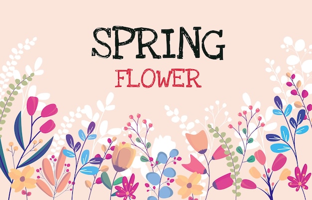 Vector rectangle spring flower floral plant frame greeting card vector decoration