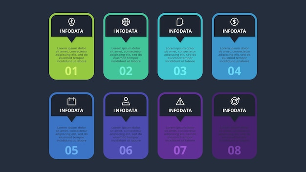 Rettangoli infografici visualizzazione dei dati aziendali