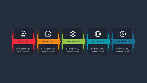 Rectangles infographic met 5 stappen opties onderdelen of processen Business data visualisatie