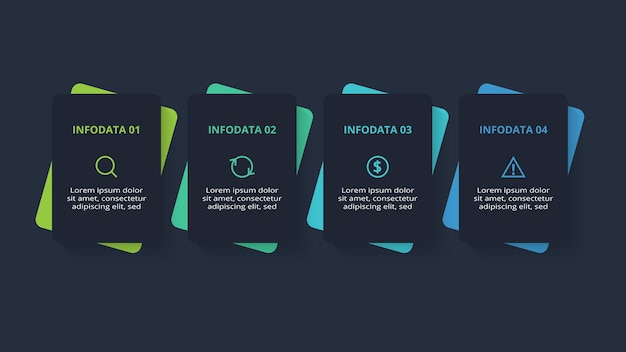 Rectangles infographic with 4 steps options parts or processes Business data visualization