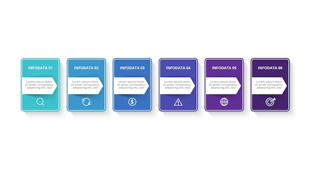 Rectangles infographic with 6 steps options parts or processes Business data visualization