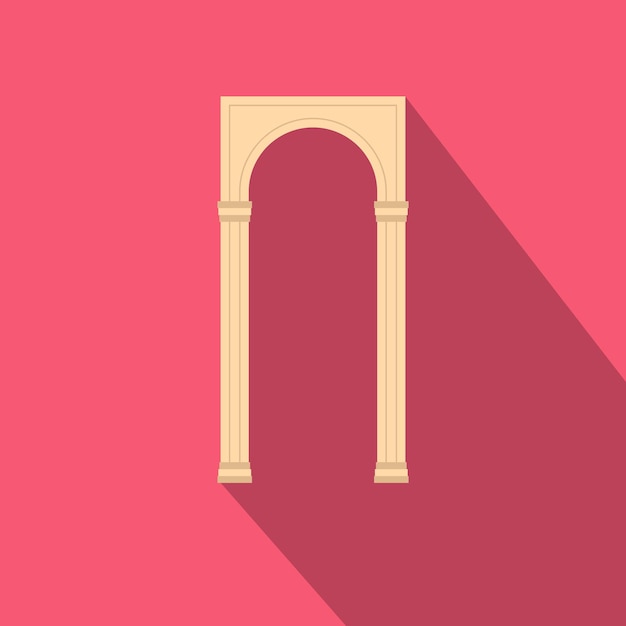 Rectangular arch icon in flat style with long shadow Construction and interiors symbol