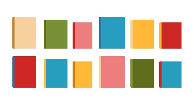 rectangular book cover isolated vector set in various colors empty cartoon flat design illustrations