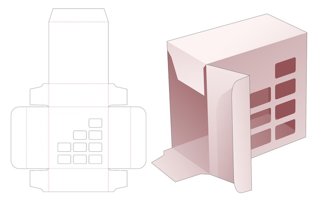 Прямоугольная коробка с вырезанным по трафарету прямоугольным шаблоном