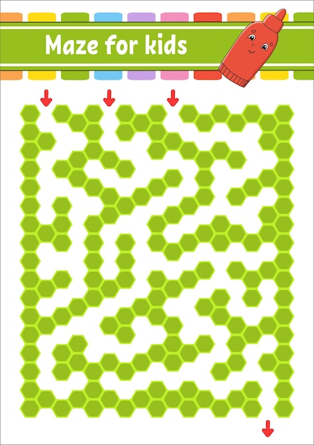 Rectangular color maze. game for kids. funny labyrinth. education developing worksheet. activity page.