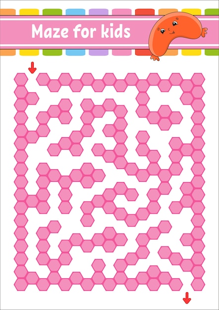 Rectangular color maze. game for kids. funny labyrinth. education developing worksheet.