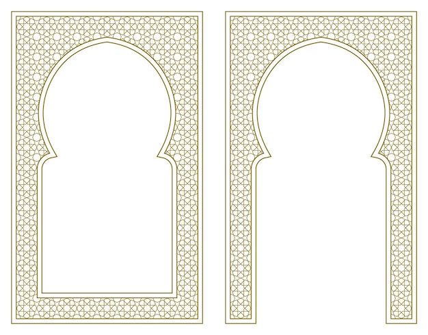 Vettore cornice rettangolare del motivo arabo. cornice riccia.