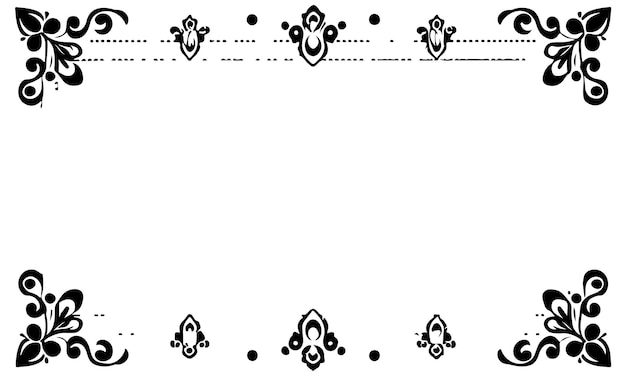 Прямоугольная рама с декоративным углом Дизайн границы черной на белом фоне