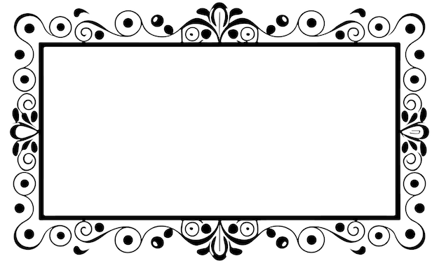 Прямоугольная рама с декоративным углом Дизайн границы черной на белом фоне