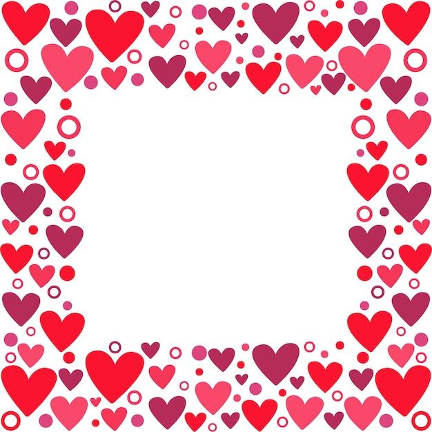 Rectangular frame with hearts Red and pink confetti in the shape of hearts forming a rectangular