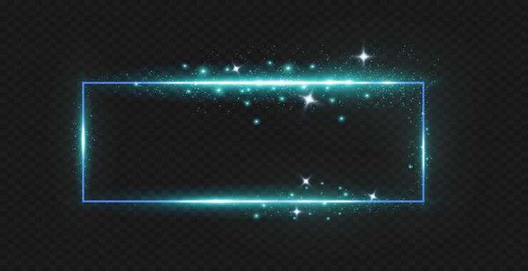 Vector rectangular frame with light effects.blue frame.