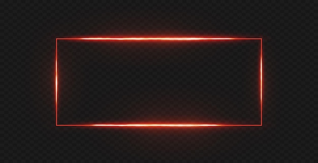 Rectangular frame with light effects. Red frame.