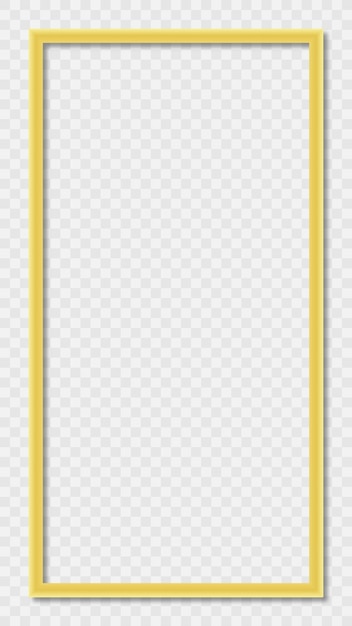 Прямоугольная золотая рамка на прозрачном фоне
