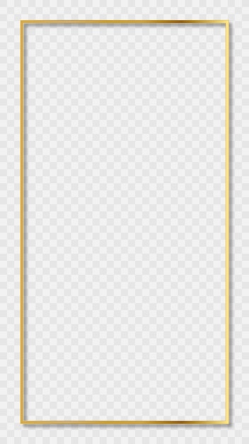 透明な背景の長方形のゴールデンフレームストーリー