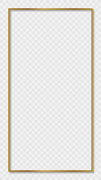 Vector rectangular golden frame story on transparent background