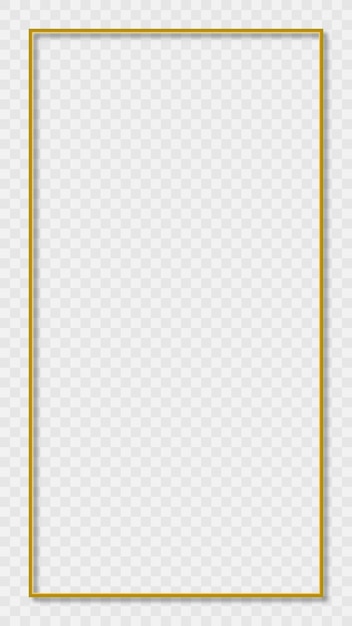 Vector rectangular golden frame story on transparent background