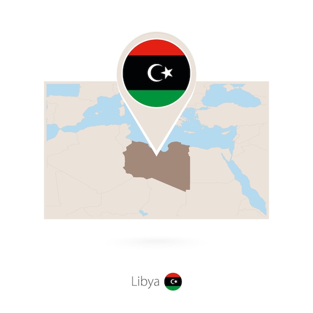 リビアの長方形の地図とリビアのピンアイコン