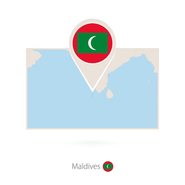 Rectangular map of Maldives with pin icon of Maldives