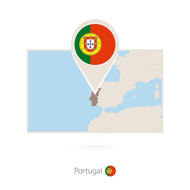 Vector rectangular map of portugal with pin icon of portugal