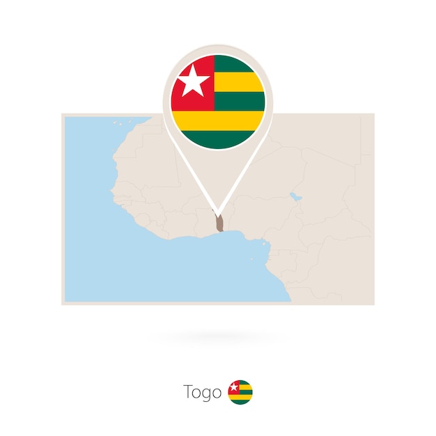 Vector rectangular map of togo with pin icon of togo