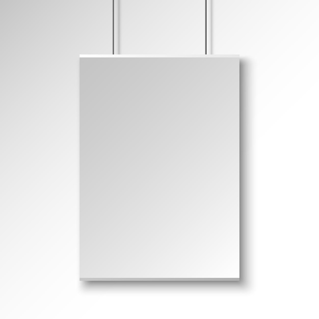 Rectangular poster on white wall. banner.  illustration.