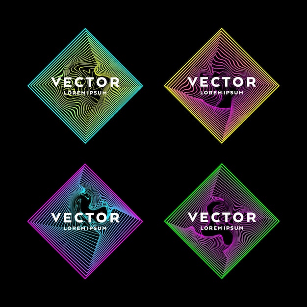 Vector rectangular shape with abstract geometric lines and gradient colors vector illustration