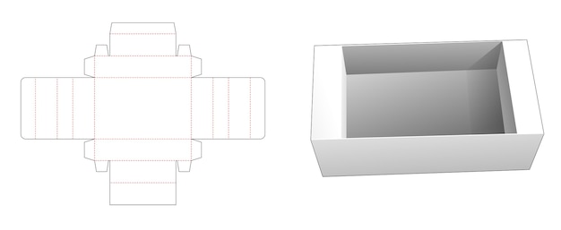 Rectangular tray die cut template