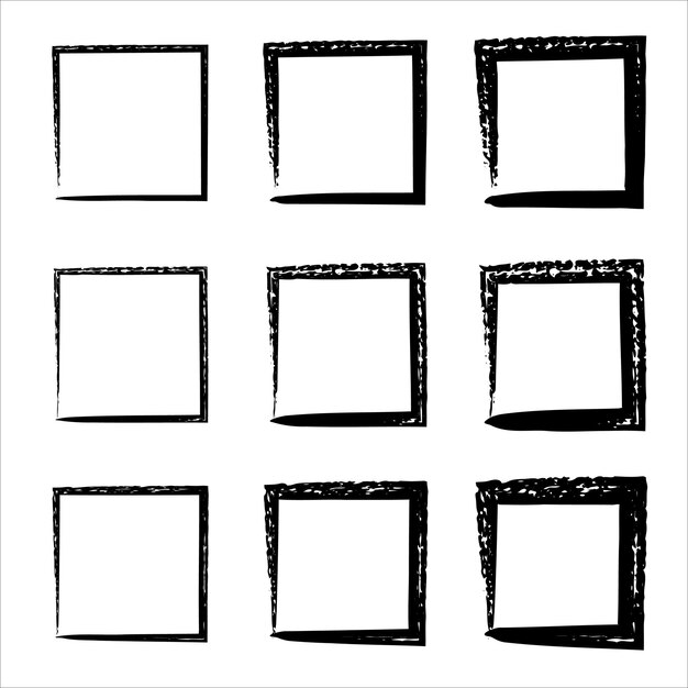 Rectangular vector frame Grunge ink illustration Set of design elements