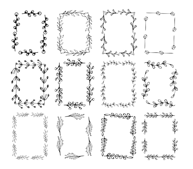 rectangular vertical frames botanical hand drawn illustration floral frames for wedding cards