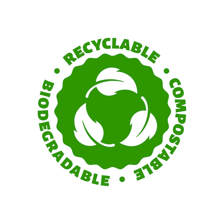 Vector recyclable biodegradable compostable circle green inons vector eco bio logos