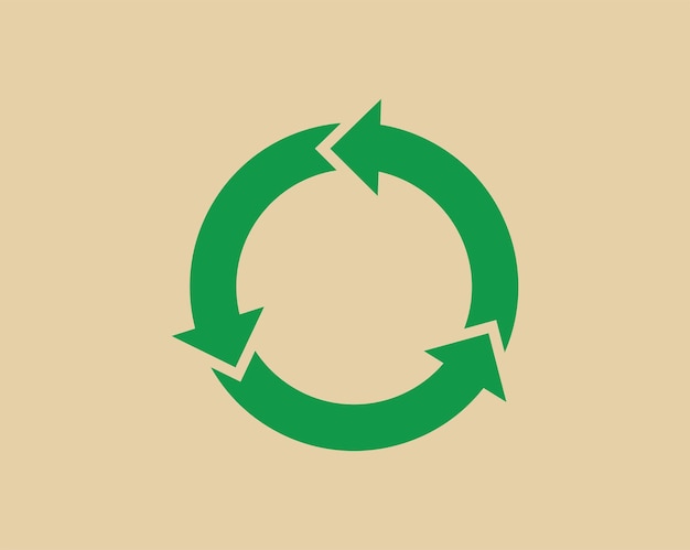 Recycle afval symbool en groene pijl logo web pictogram concept platte vectorillustratie.
