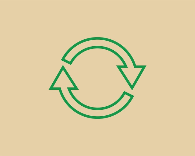 Recycle afval symbool en groene pijl logo web pictogram concept platte vectorillustratie.