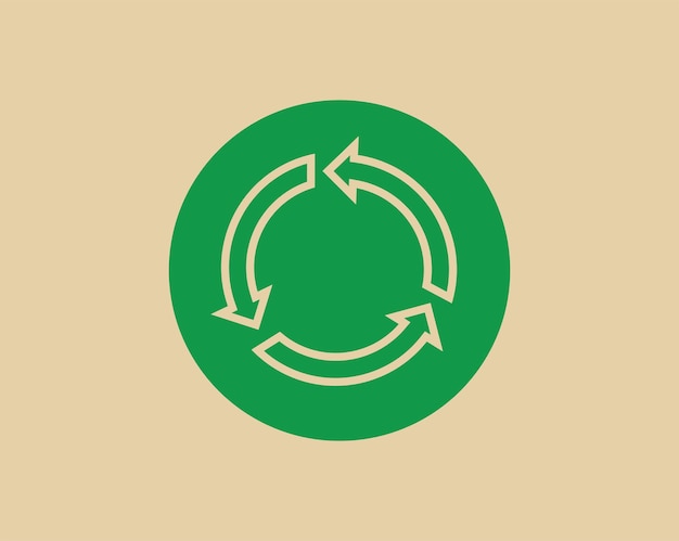 Recycle afval symbool en groene pijl logo web pictogram concept platte vectorillustratie.