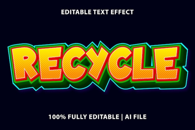Recycle bewerkbaar teksteffect moderne halftoonstijl