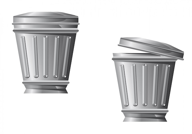 Recycle bin icon in two variations isolated on white background