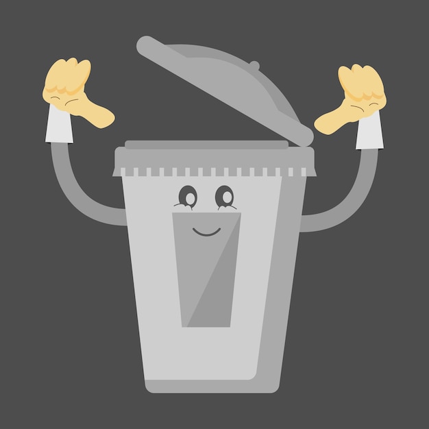 Vector recycle bin vuilnisbak cartoon personage vector icoon