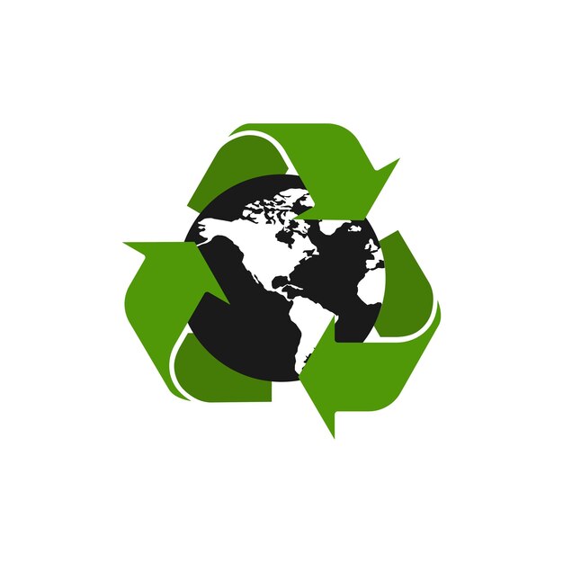 Recycle earth World map vector abstract illustration in flat