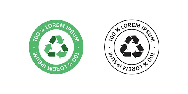 Recycle en ecologie symbool etiketten platte vectorillustratie.