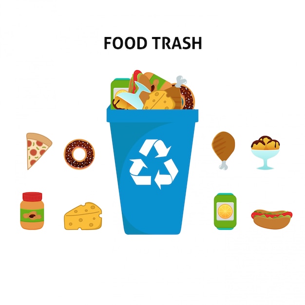 Recycle Food Trash Illustration Set