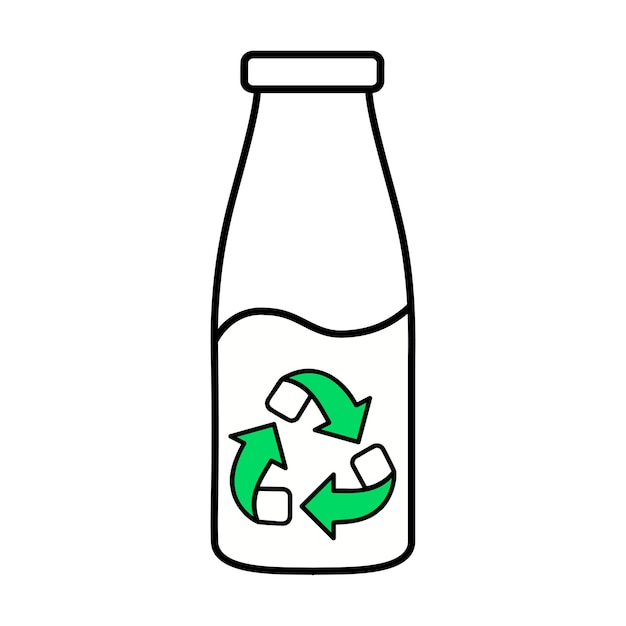 Riciclare la bottiglia di plastica verde linea vettore isolare su sfondo bianco vettore