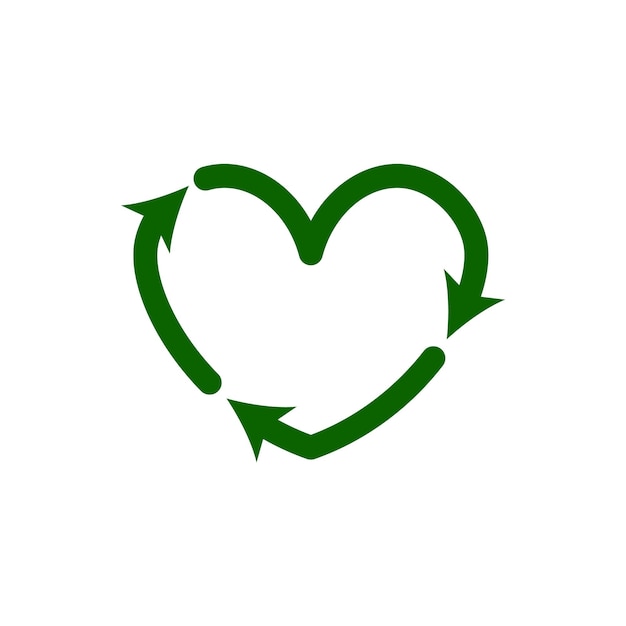 Recycle heart icons reuse green ecology symbol vector eco circulation shape