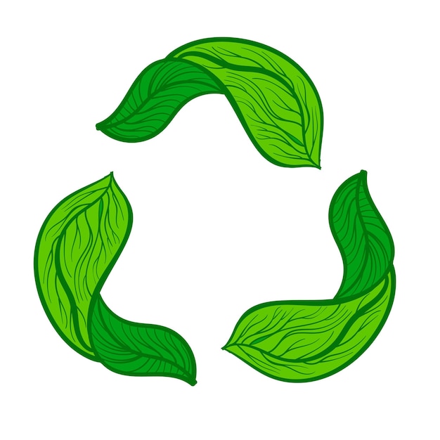 Vector recycle icon green leaf art vector illustration