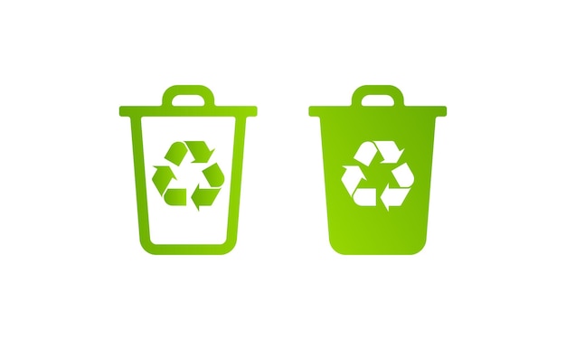 Recycle icon with green trash bin vector , A recycle grabage bin