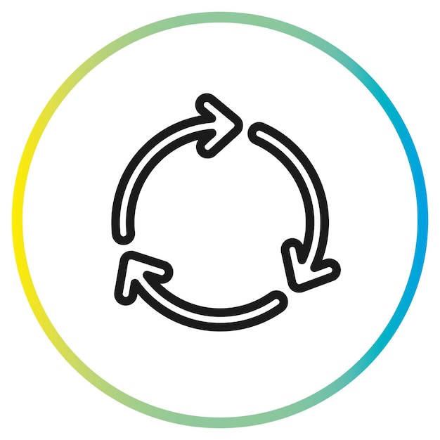 recycle lijn teken, 3 pijlen rotatie, icoon vector illustratie