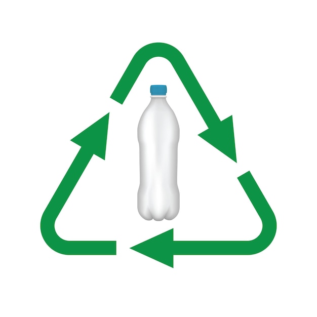 Recycle plastic fles vector lijn pictogram.