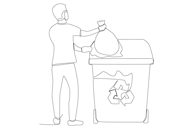 Recycle process and household waste management line art