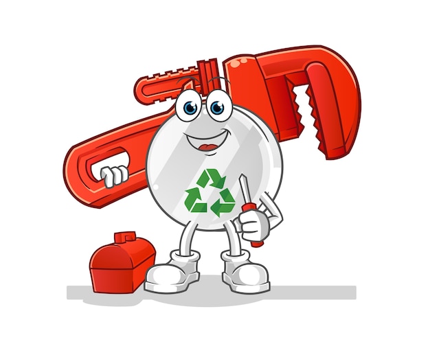 Recycle sign plumber cartoon illustration