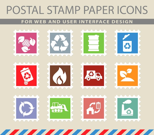 Recycle symbolen op postpapier pictogrammen